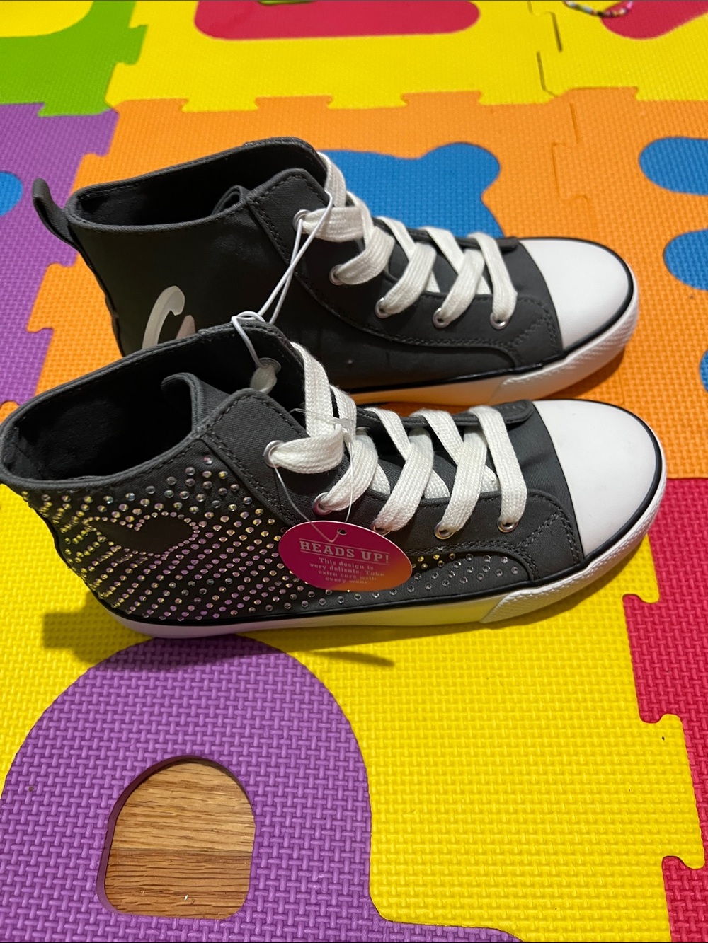 The Children's Place Black High-Top Sneakers with White Toe and Laces